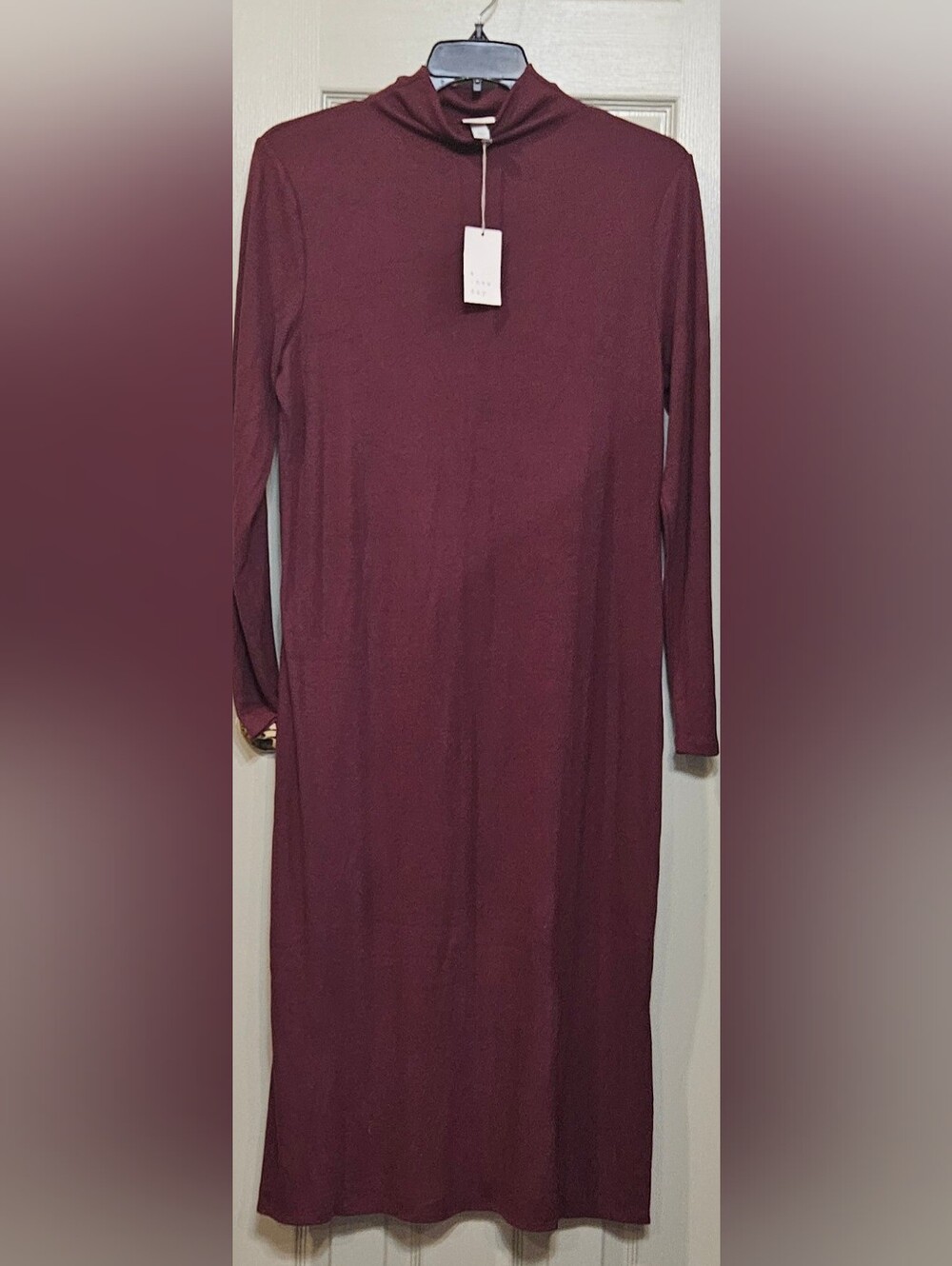 a new day Long Sleeve Wine Turtleneck Maxi Dress